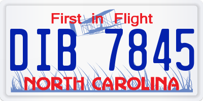 NC license plate DIB7845