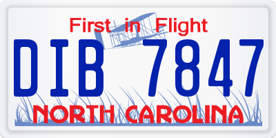 NC license plate DIB7847