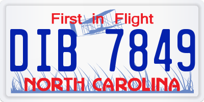 NC license plate DIB7849