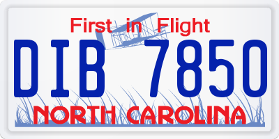 NC license plate DIB7850