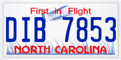 NC license plate DIB7853
