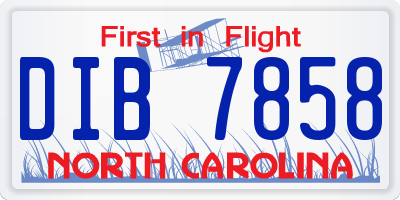 NC license plate DIB7858