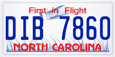 NC license plate DIB7860