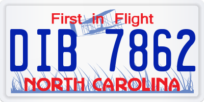 NC license plate DIB7862