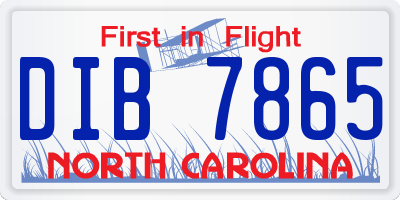 NC license plate DIB7865