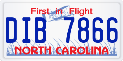NC license plate DIB7866