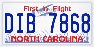 NC license plate DIB7868