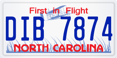 NC license plate DIB7874