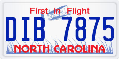 NC license plate DIB7875