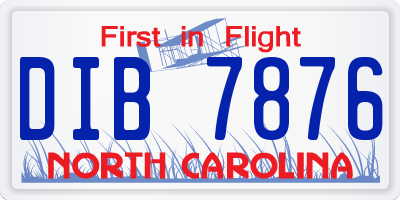 NC license plate DIB7876