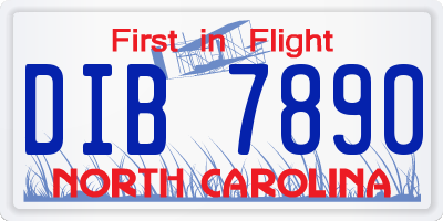 NC license plate DIB7890