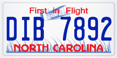 NC license plate DIB7892