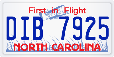 NC license plate DIB7925