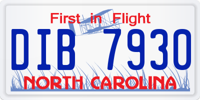 NC license plate DIB7930