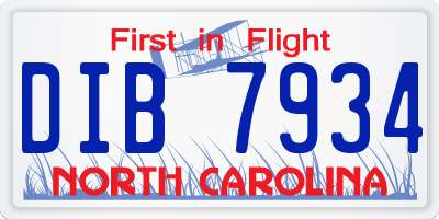 NC license plate DIB7934