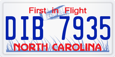 NC license plate DIB7935