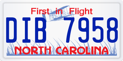 NC license plate DIB7958