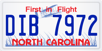 NC license plate DIB7972