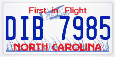 NC license plate DIB7985
