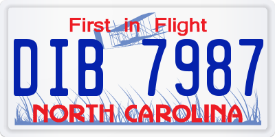 NC license plate DIB7987