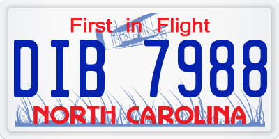 NC license plate DIB7988