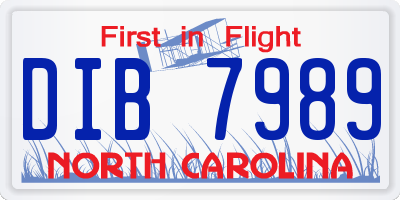 NC license plate DIB7989