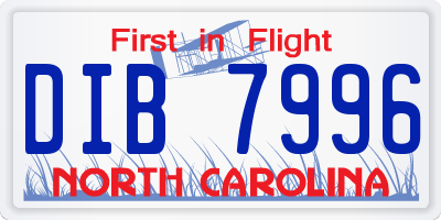 NC license plate DIB7996