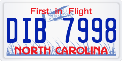NC license plate DIB7998