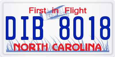 NC license plate DIB8018