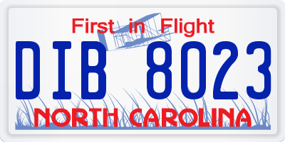 NC license plate DIB8023