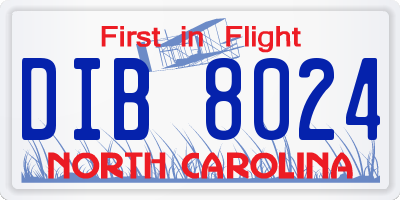 NC license plate DIB8024