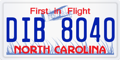NC license plate DIB8040