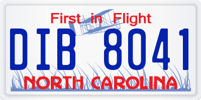 NC license plate DIB8041