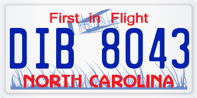 NC license plate DIB8043