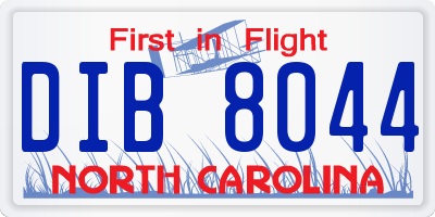 NC license plate DIB8044
