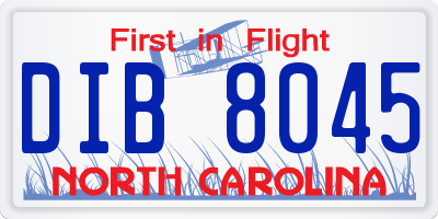 NC license plate DIB8045