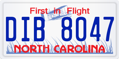 NC license plate DIB8047