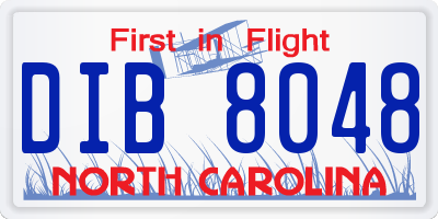NC license plate DIB8048
