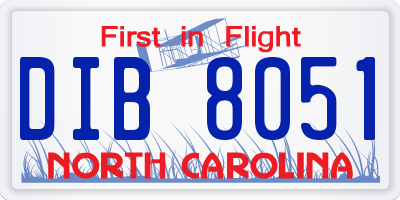 NC license plate DIB8051