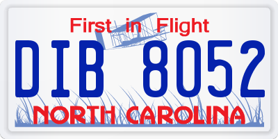 NC license plate DIB8052