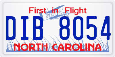 NC license plate DIB8054