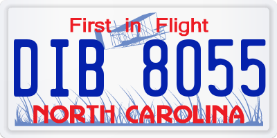 NC license plate DIB8055
