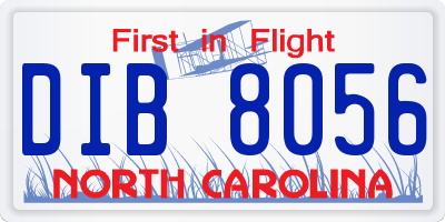 NC license plate DIB8056