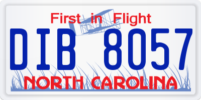 NC license plate DIB8057