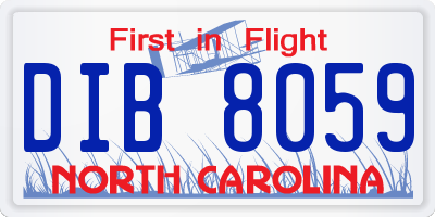 NC license plate DIB8059