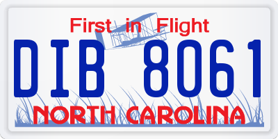 NC license plate DIB8061