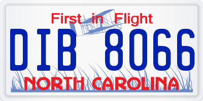 NC license plate DIB8066