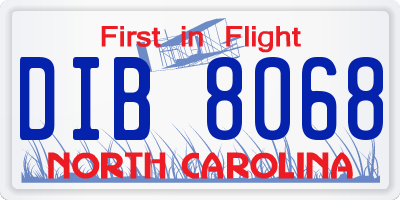 NC license plate DIB8068