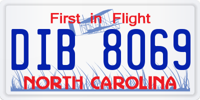 NC license plate DIB8069