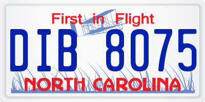 NC license plate DIB8075